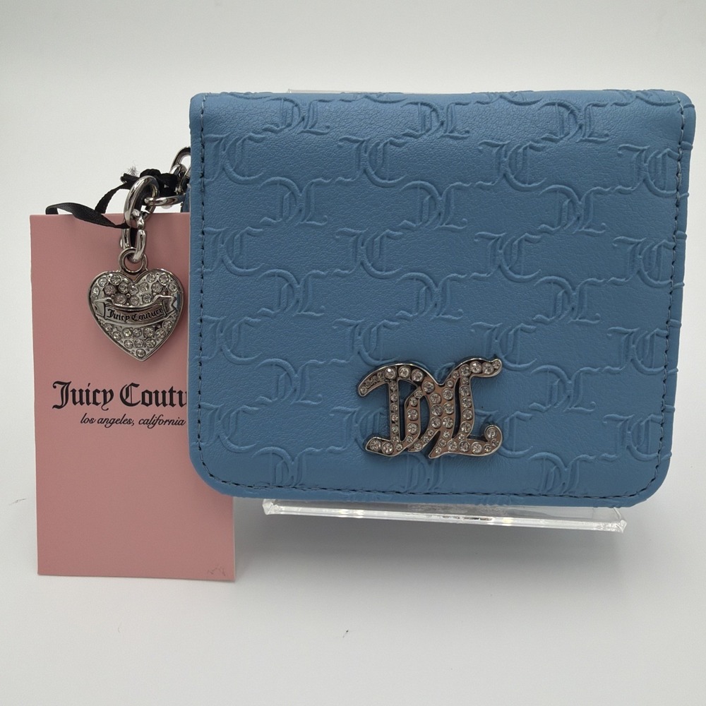 NWT Juicy Couture That Bling Small Zip Around Wallet - Blue Heritage